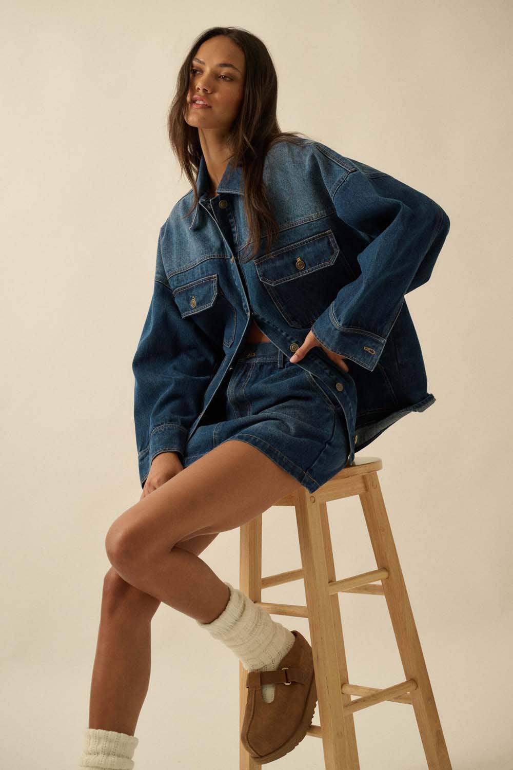 The Western Blues Ombre Oversized Denim Jacket