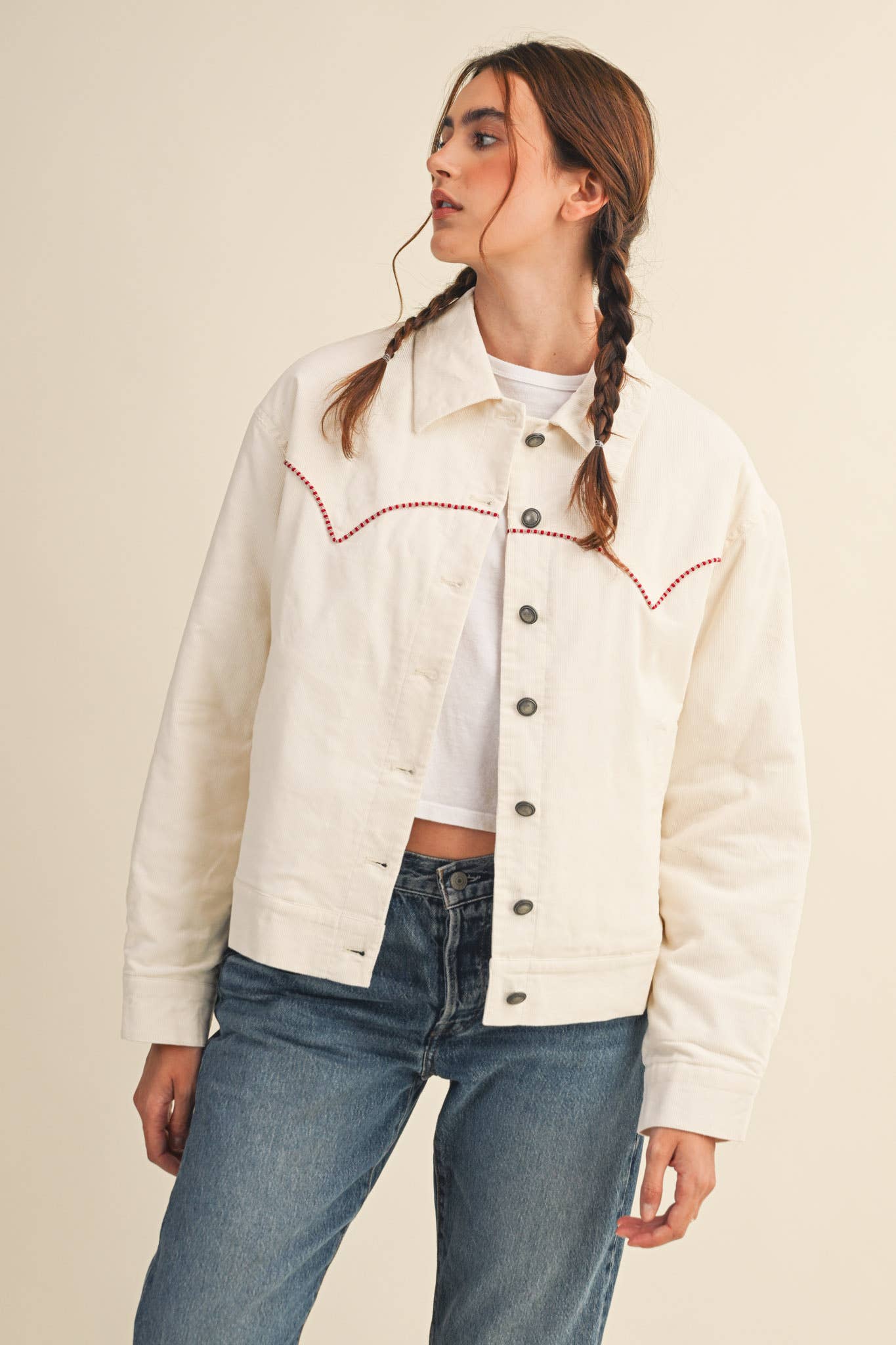 The Evie Floral Embroidered Corduroy Jacket