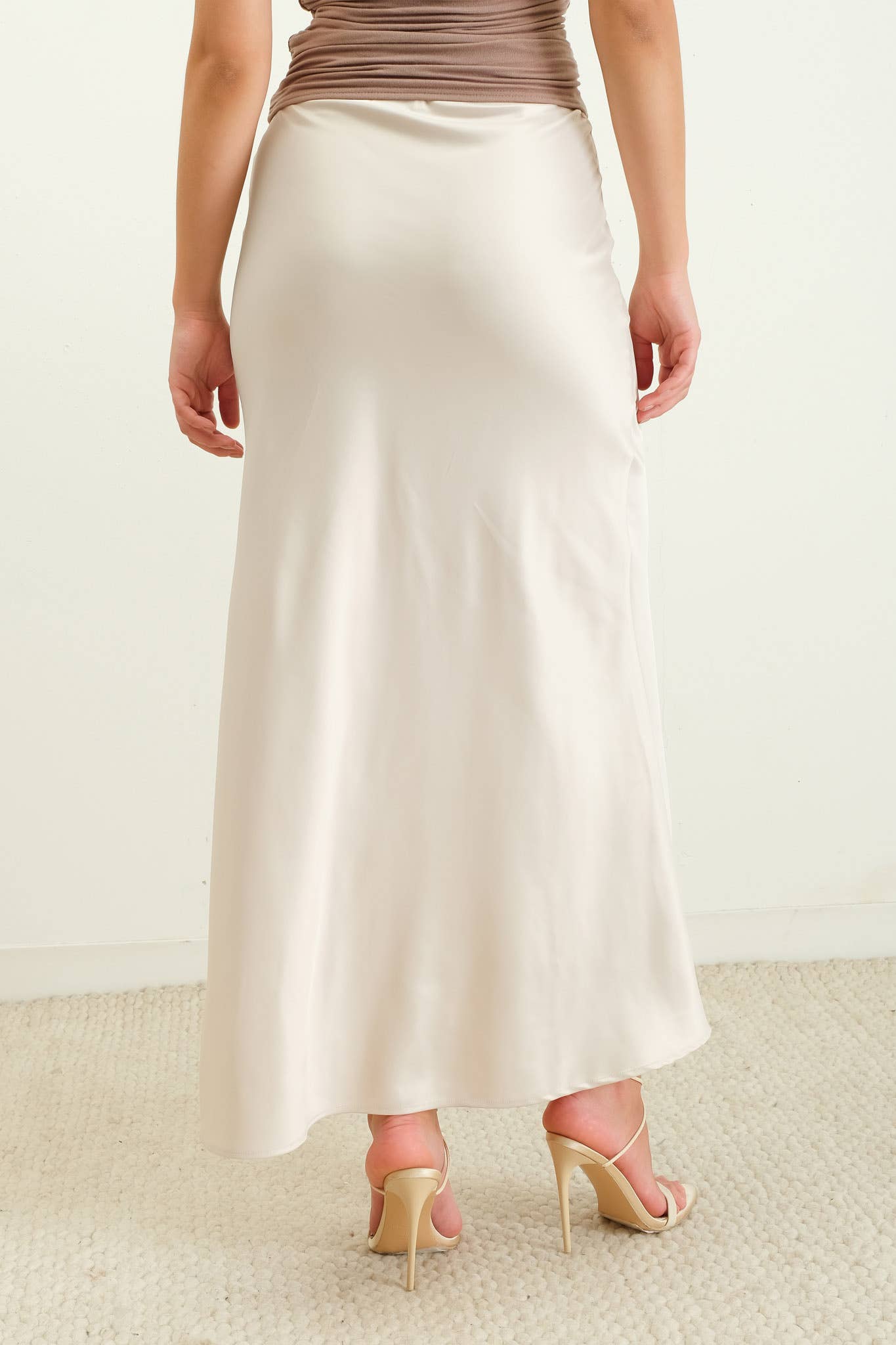 The Natalie Satin Slip Midi Skirt