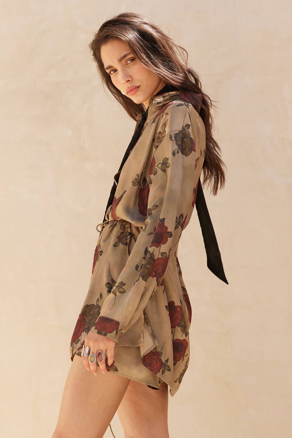 Vintage Rose Satin Romper