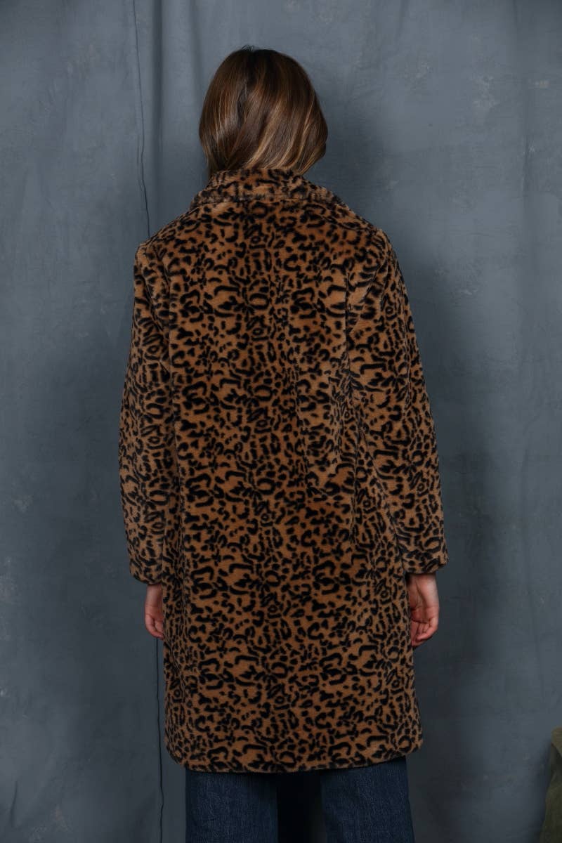 Printed Soft Faux Fur Overcoat