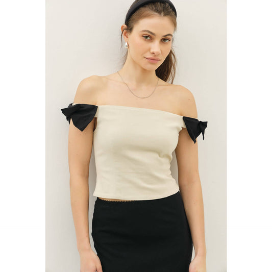 The Bethany Bow Detail Off The Shoulder Top
