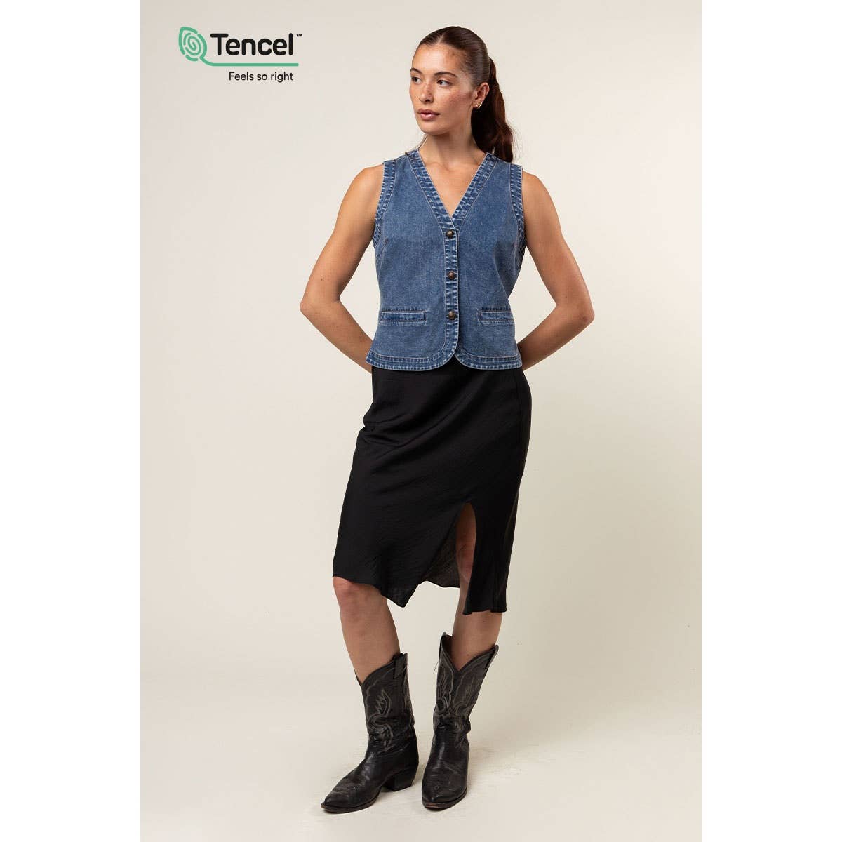 Frontier Blues Tencel Western Vest