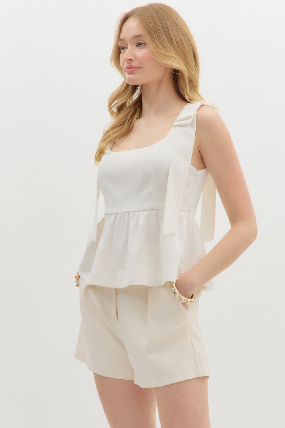 The Emmie Cream Peplum Top