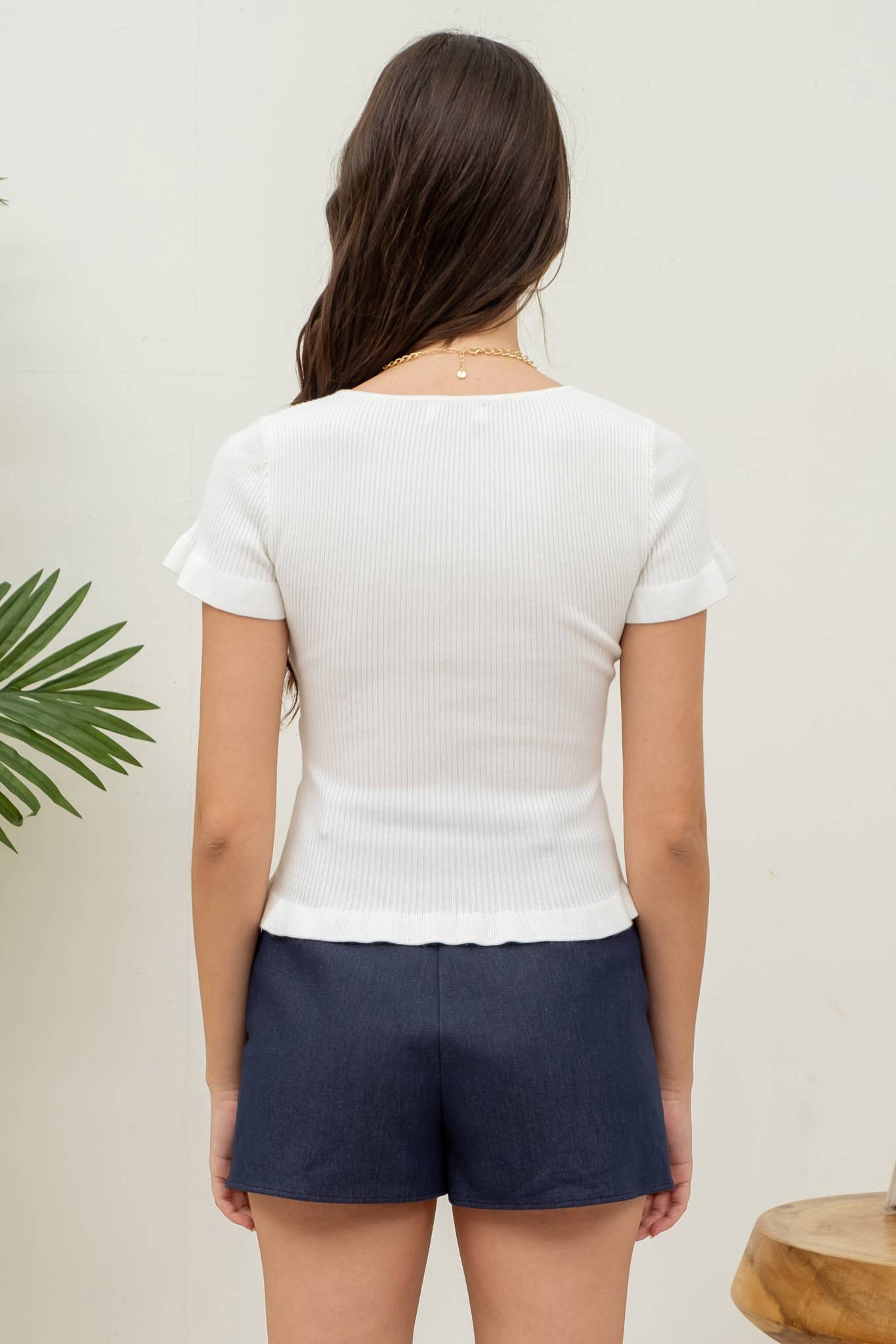 The Grace Short Sleeve Knit Top in White