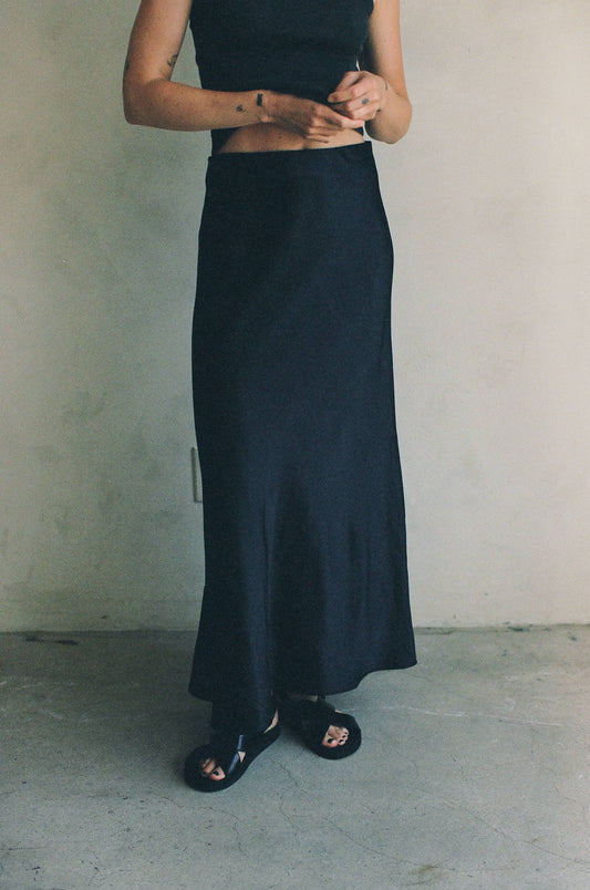The Crystal Spandex Satin Maxi Skirt