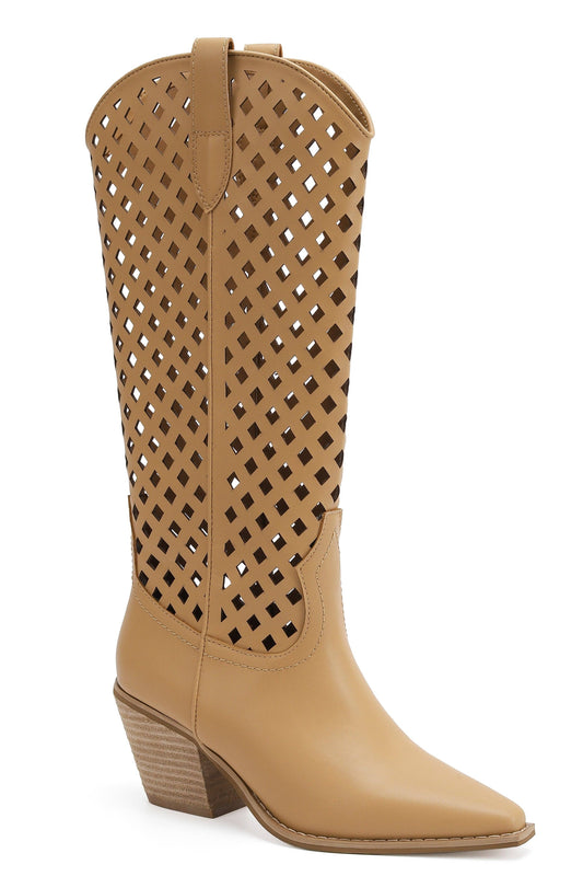The Breezy Cut-Out Western Boots in Camel