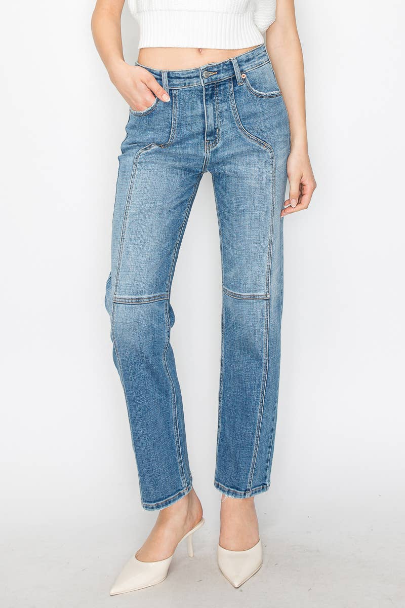 The Fae Western Detailed High Rise Straight Jeans