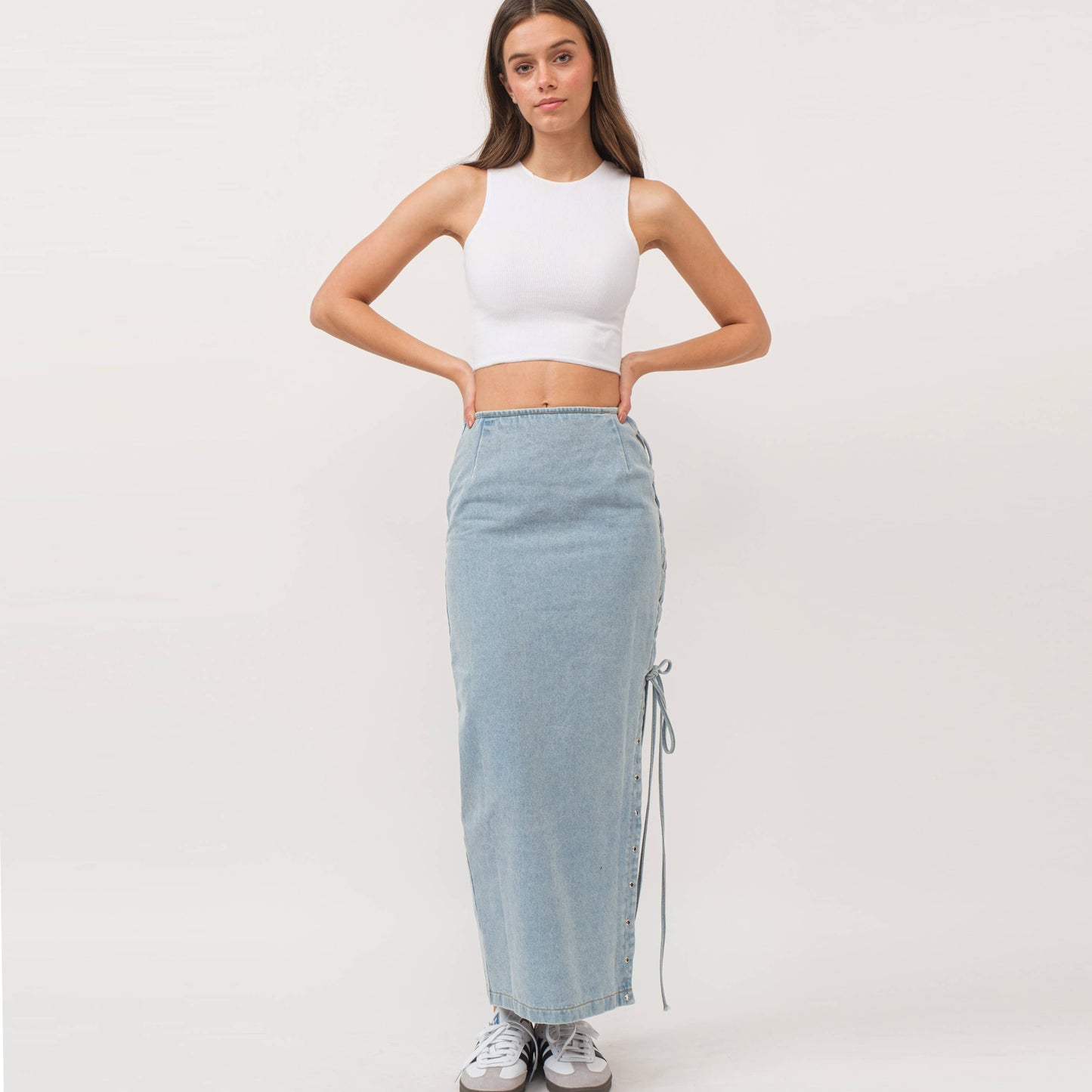 The Esme Lace Up Maxi Skirt
