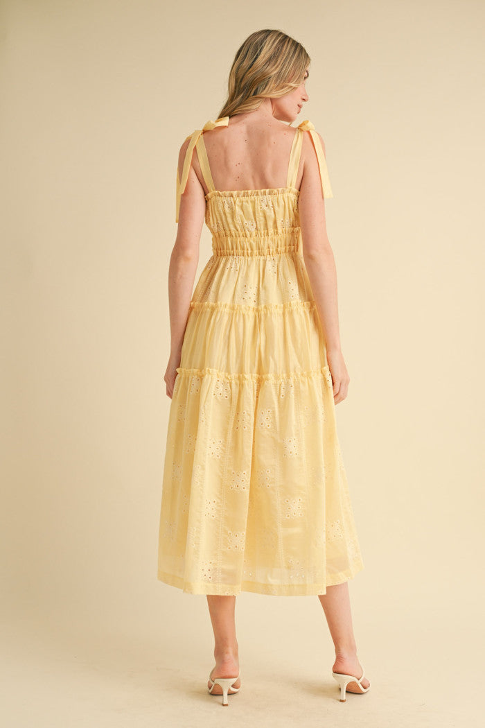 The Lemon Eyelet Midi Dress