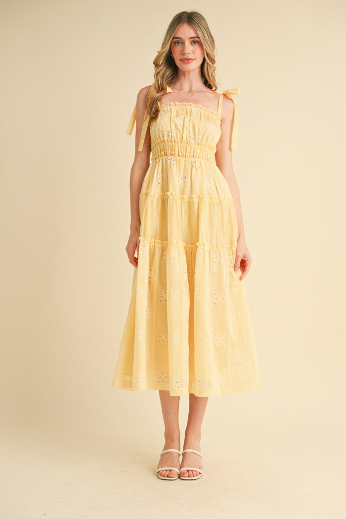 The Lemon Eyelet Midi Dress