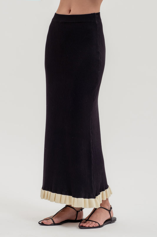 The Daphne Button Down Contrast Sweater Top & Skirt Set