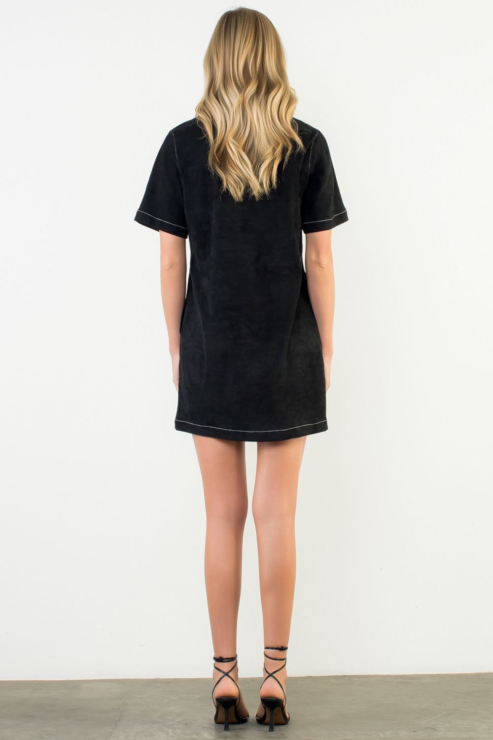 The Rosalie Black Faux Suede Western Shirt Dress