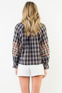 The Willow Plaid Embroidered Blouse