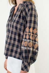 The Willow Plaid Embroidered Blouse