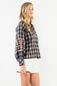 The Willow Plaid Embroidered Blouse