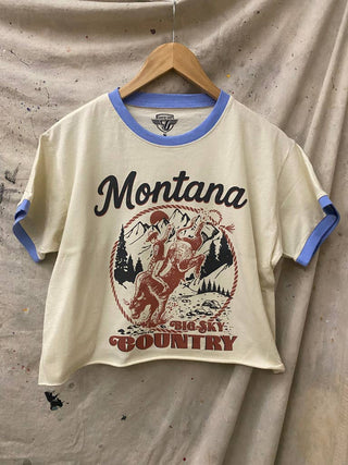 The Montana Big Sky Country Ringer Relaxed Crop Tee