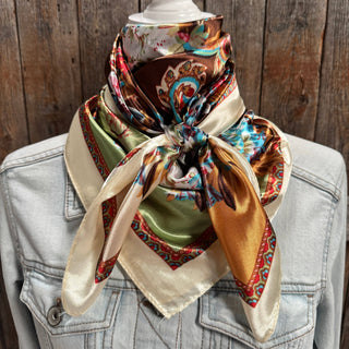 Brown and Cream Floral Wild Rag / Scarf