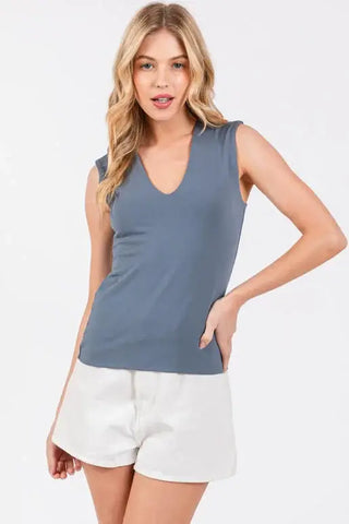 The Faye Double Layer Cotton V-Neck Top