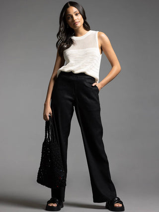 The Jane Straight Cut Linen Pants in Black or Oatmeal