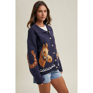 The Harrison Horse Graphic Buttoned Cardigan