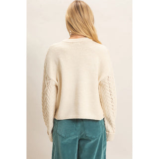 The Angie Cable Knit Crew Neck Sweater