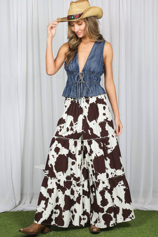 The Denim Blue Tie Front Tencel Vest
