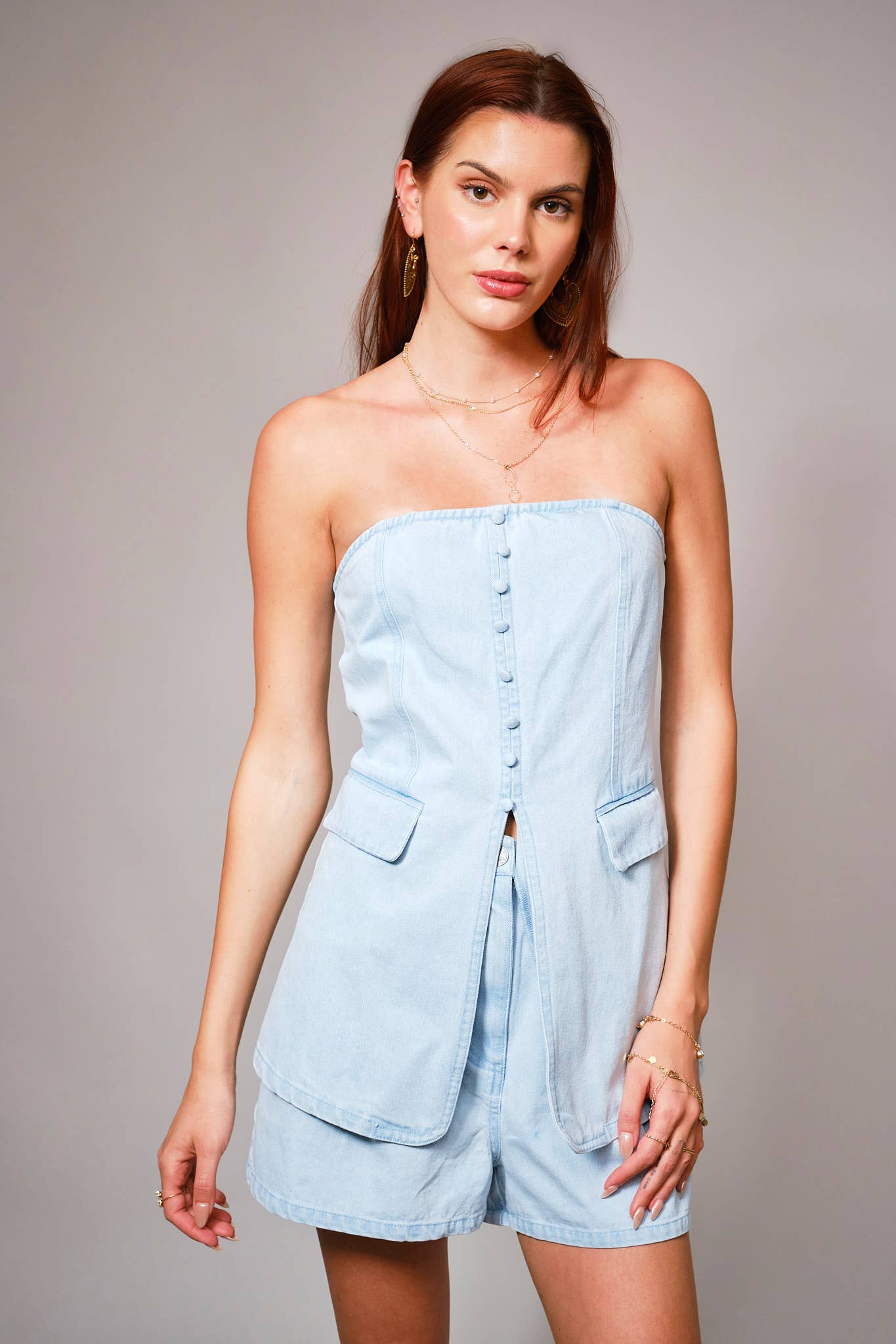 The Brittany Denim Vest and Short Set