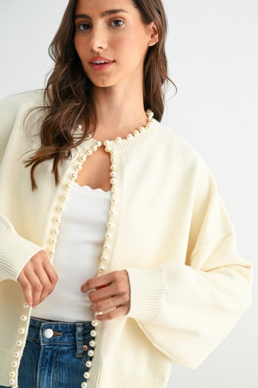 The Ava Pearl Embellished Cardigan