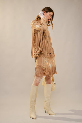 The Dusty Trail Fringe Mini Skirt