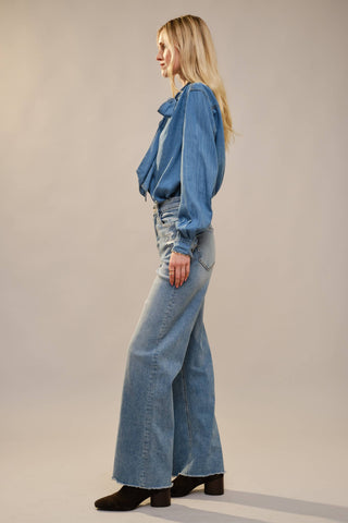 The Ranch Road Tie Chambray Blouse