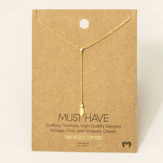 18 K Gold Dipped Cz Lariat Chain Necklace