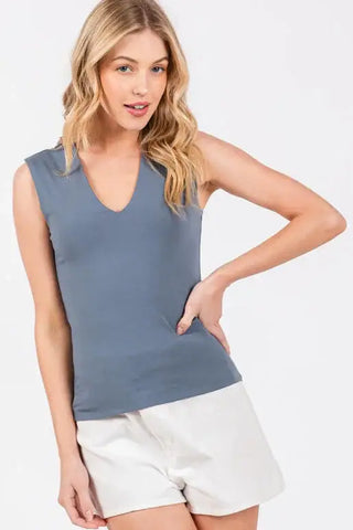 The Faye Double Layer Cotton V-Neck Top