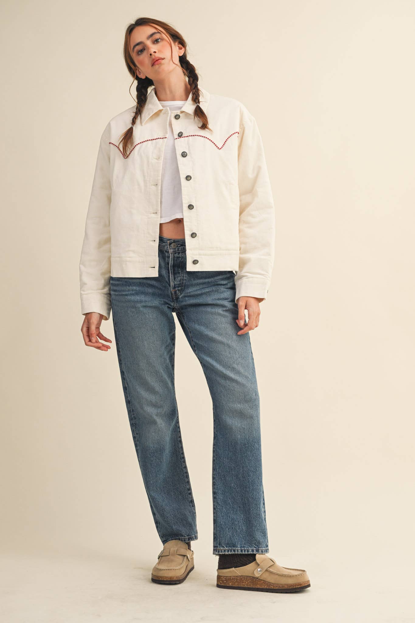 The Evie Floral Embroidered Corduroy Jacket
