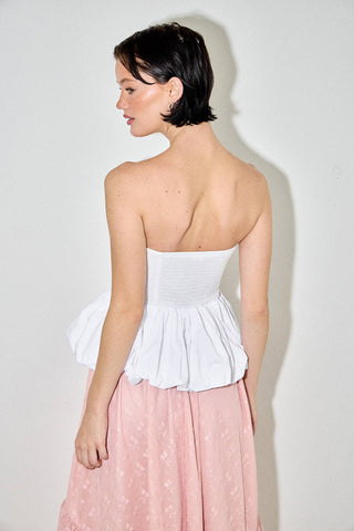 The White Ruffle Peplum Tube Top