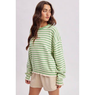 The Gone Fishing Stripe Sweater in Pistachio & Cream