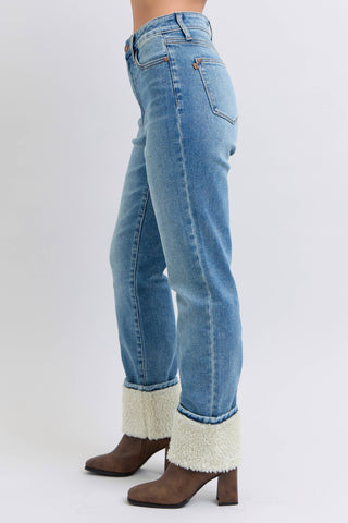 The Snowbound Straight Shearling Cuff Jeans