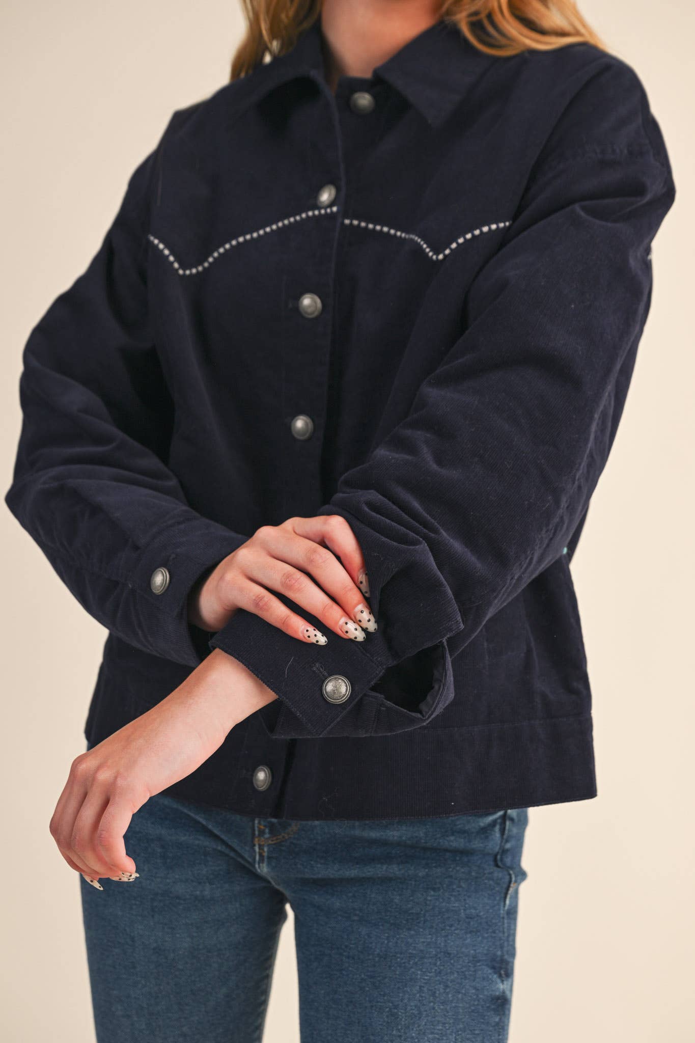 The Evie Floral Embroidered Corduroy Jacket