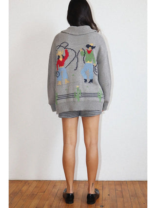 The Rodeo Scene Gray Knit Zip-Up Cardigan