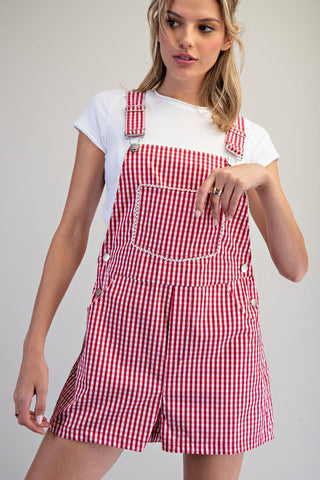 The Viola Red Gingham Overall Romper