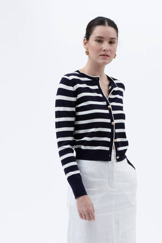 The Emily Navy Stripe Cardigan with Gold Buttons