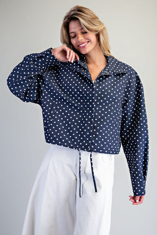 The Soft Polka Dot Zipper Bomber Jacket