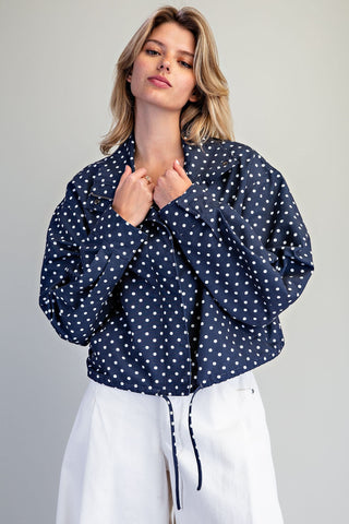The Soft Polka Dot Zipper Bomber Jacket