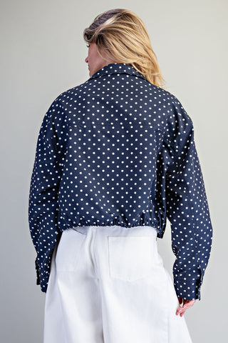 The Soft Polka Dot Zipper Bomber Jacket
