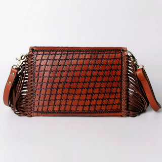 The Tooled Leather Envelope Crossbody with Fringe