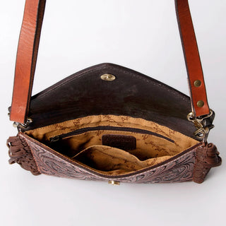 The Tooled Leather Envelope Crossbody with Fringe