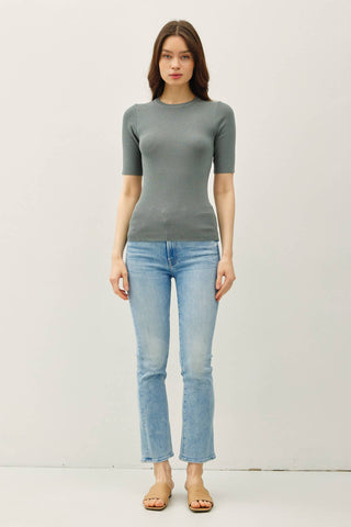 The Classic Solid Half Sleeve Rib Knit Top