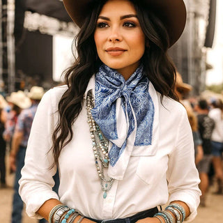 Blue & White Paisley Wild Rag/Scarf WR3403