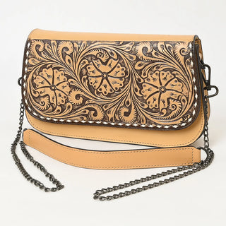 The Floral Hand-Tooled Leather Chain Strap Crossbody Bag