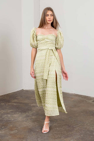 The Sage Sweetheart Puff Sleeve Dress